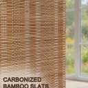 Cordless Bamboo Roman Shade, Light Filtering Blinds 26x48, Warm Brown