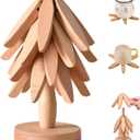 Premium Wooden Trivets Set of 4 - Auto Unfold Tree Design Hot Pot Holders & Countertop Protectors | Beech Wood