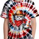 Kids Tie Dye Shirt Size 6-18 Children Hippies Senior Short Sleeve Tees Tie-Dye T Shirt for Boys Girls