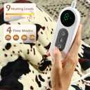 Cow Print Heated Blanket, 90"x90" Queen Size Electric Blanket Dual Control, Cozy Soft Flannel Sherpa Heating Blankets with 9 Heat Levels & 2/4/8/12H Auto-Off