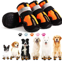 Hcpet Dog Shoes, Dog Boots for Large Dogs, Waterproof Dog Booties Paw Protector for Summer Hot Pavement, Winter Snowy Day, Outdoor Walking, Indoor Hardfloors Anti Slip Sole Orange Size 2
