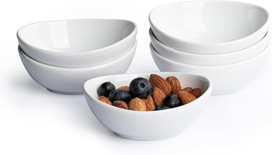 Dipping Bowls, 3 OZ Small Serving Bowls for Side Dishes,Set of 6 Mini Appetizer Plates for Condiment Sushi Ketchup, Porcelain, Tomato Sauce, Soy Sauce Dish Ceramic (4 Inch(3 Ounce))