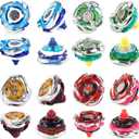 Burst Gyro All in One Portable Battle Arena Set, 4 Metal Fusion Attack Spinning Tops with 2 Two-Way Launchers & 2 Handles, Gyro Battling Game Toy Gift for Kids Boys Ages 6 7 8 9 10+ (CX01-4A)