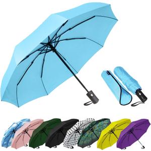 SIEPASA Windproof Travel Compact Umbrella-Automatic Umbrellas for Rain-Compact Folding Umbrella, Travel Umbrella Compact, Small Portable Windproof Umbrellas for Men Women Teenage (Light Blue) (42 Inch)