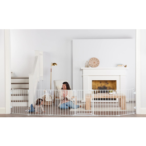 Regalo Safety 144" Super Wide Baby Gate & Play Yard, 2-in-1 Adjustable 6-Panel Safety Gate for Doorways & Large Openings, Hardware Mounted Gate for Babies, Toddlers & Pets