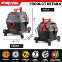 Shop-Vac 5430096 Wet/Dry Vacuum, 4 Gallon, 4 Peak HP, 1.25 Inch Diameter x 7 Foot Hose, 15 Foot Cord, Ideal for Jobsite, Garage, Workshop & Home