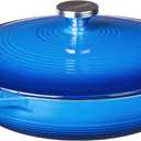 Lodge 3.6 Quart Enameled Cast Iron Oval Casserole With Lid  Dual Handles  Oven Safe up to 500 F or on Stovetop - Use to Marinate, Cook, Bake, Refrigerate and Serve  Caribbean Blue