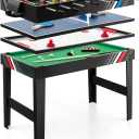 Goplus 4-in-1 Combination Game Table, 49'' Multi Game with Soccer, Air Hockey, Billiards, Pingpong Tabletop, Foosball, Pool Table for Home, Family Night, Adult Kids Gifts