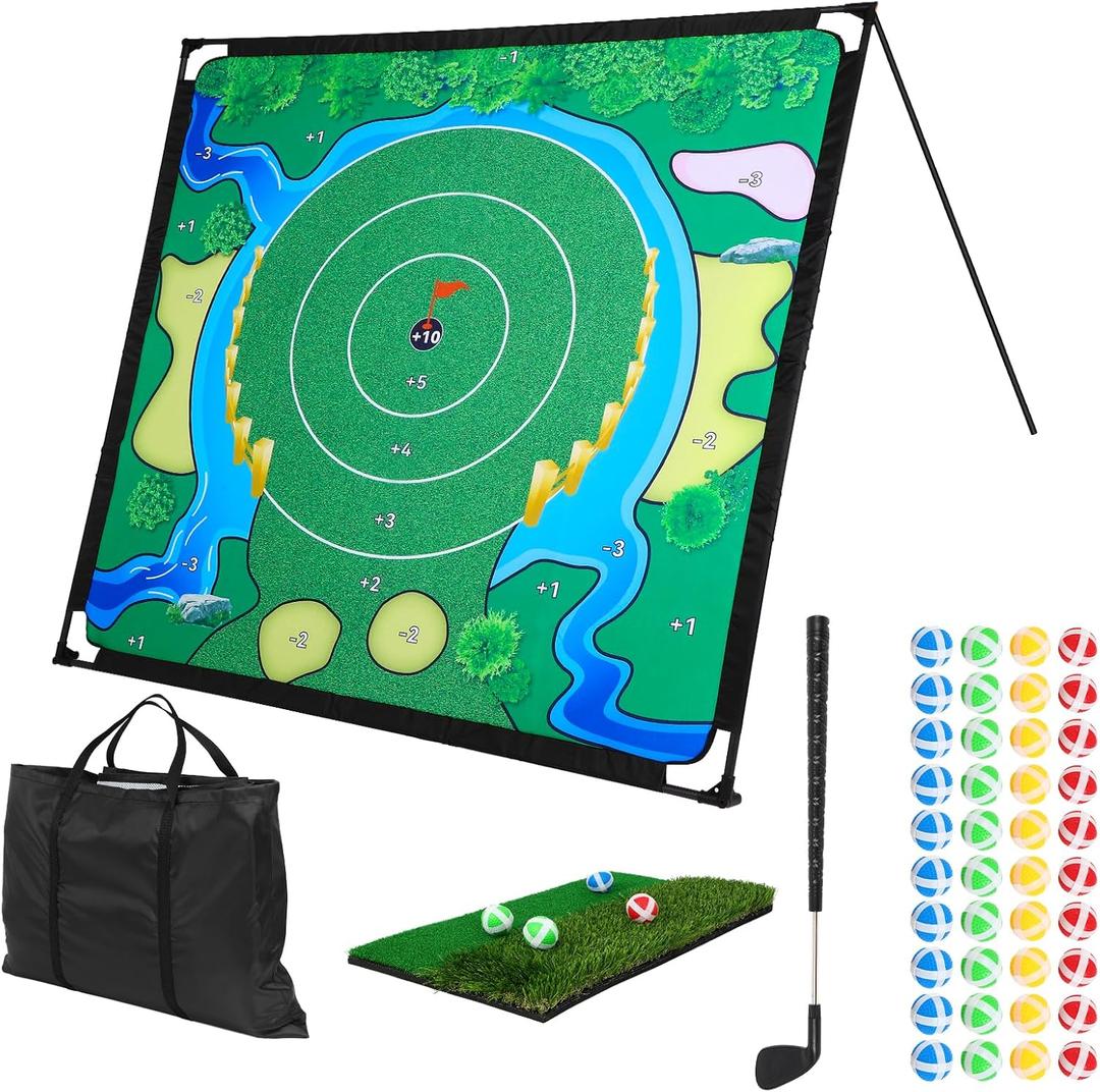 Chipping Golf Game Set, Backyard Golf Game, Equipped with Adjustable Clubs, Balls x 40; The Original Portable Golf Game for Chipping Practice for Family Golfers, 6.5 x 6.5 feet
