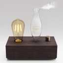 Glass Essential Oil Diffuser with Natural Wood Base, Waterless Aromatherapy Diffusers with Bulb, 3 Color Light Aroma Nebulizer for Home Office Bedroom Yoga | A Gift of Fragrance (USB Power Control Model)