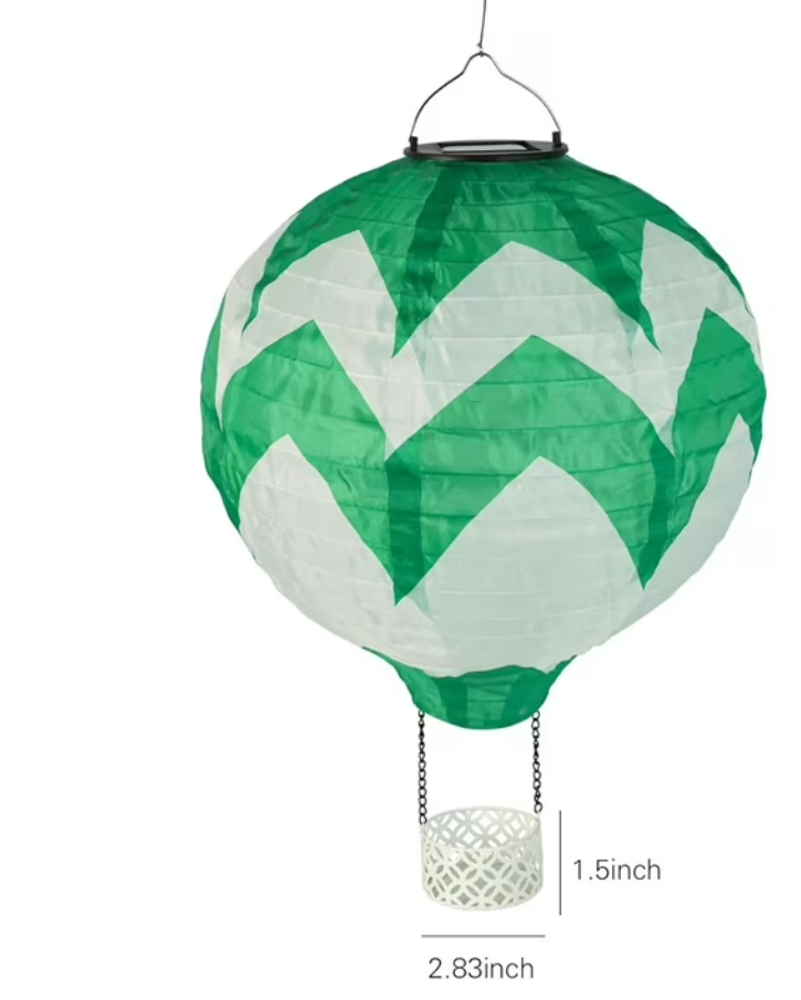 Hot Air Balloon Solar Lantern with Flickering Flame Light, 11.8Inch White