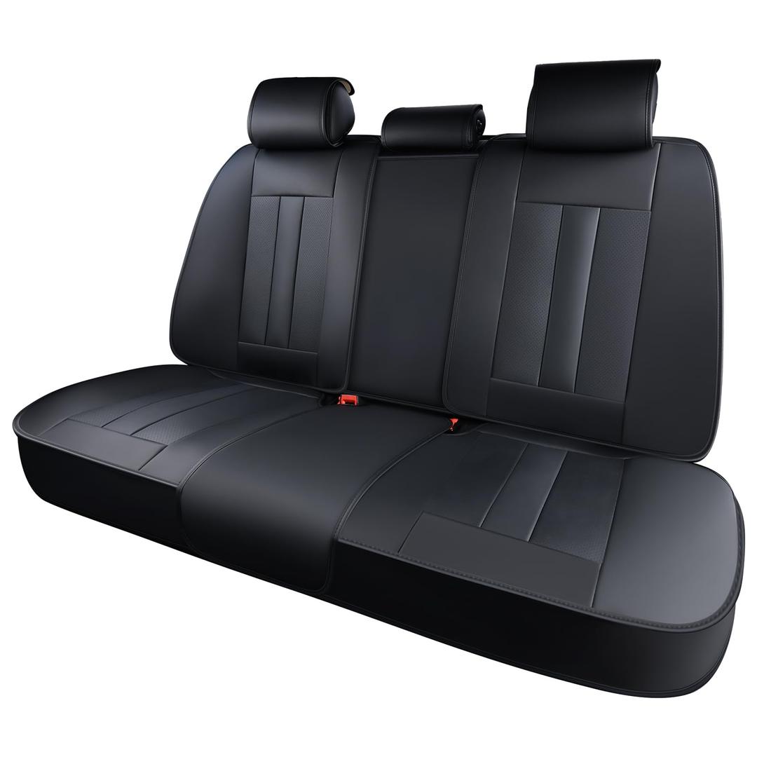 Huidasource Rear Car Seat Covers, Durable Waterproof Faux Leather, Universal Fit for Most Cars, SUVs & Trucks, Easy Installation, Preserve Cup Holders, Ideal for Family Use, Black