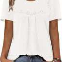 BETTE BOUTIK Women Boho Tops Short Sleeve Summer Flowy Shirts Dressy Casual Loose Trendy Blouses (White, XXXL)