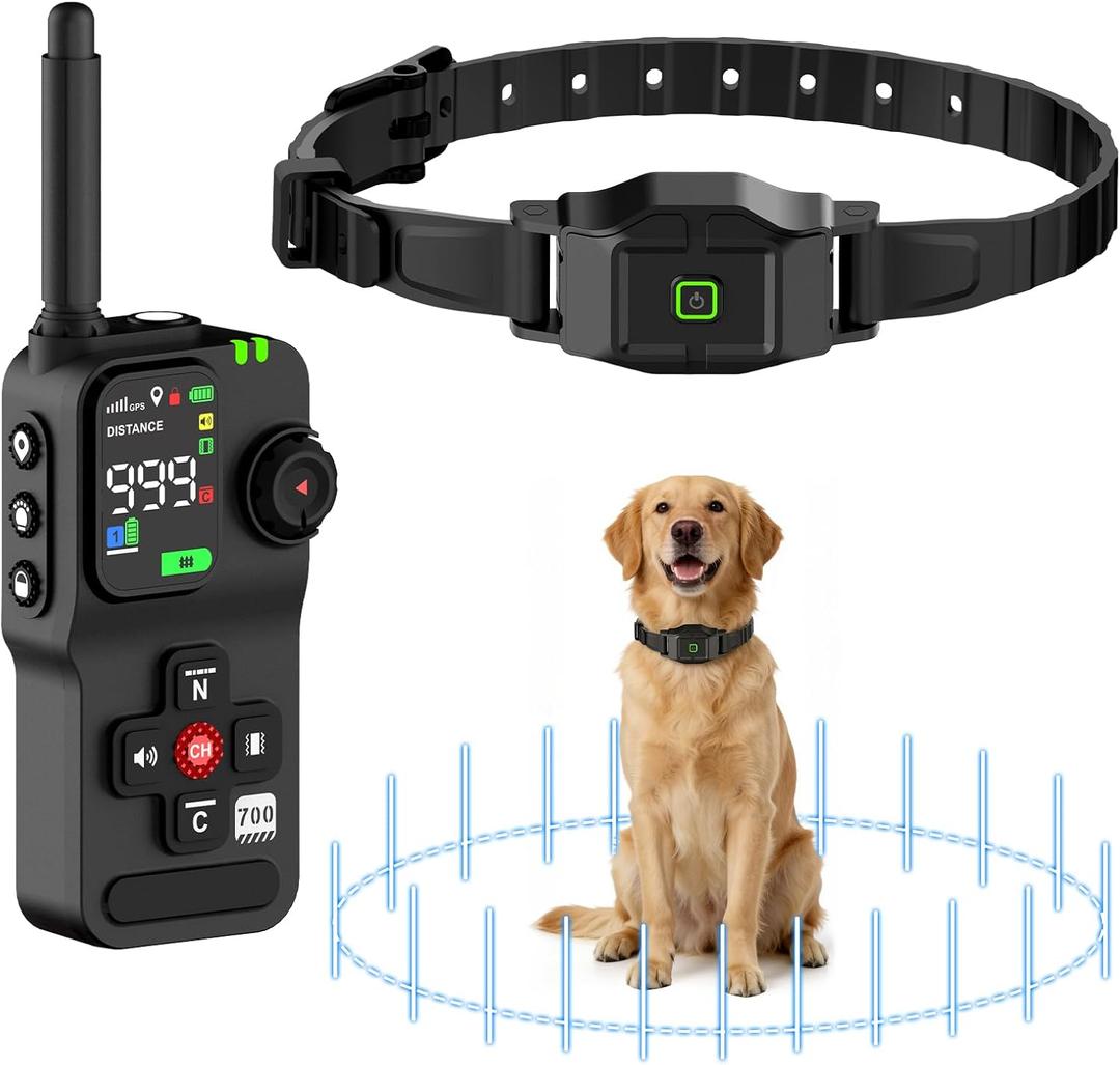 GPS Wireless Dog Fence with Remote, IPX7 Waterproof Electric Collar Fence, Perimeter Containment System, 25999 Yards Radius, Beep, Vibration & Shock Correction, for Dogs 16+ lbs