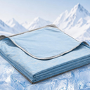 Queen Size Cooling Blanket for Hot Sleepers - Lightweight Breathable Cool Cold Blanket - Keep Cool for Night Sweats, Soft Thin Ice Blankets for Bed Couch Sofa, (Blue, 90"x90")