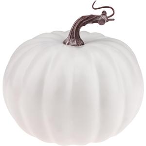 7 Inch White Artificial Pumpkin Fake Foam Lifelike Pumpkins Faux DIY Craft Halloween Fall Harvest Thanksgiving Wedding Party Paintable Table Centerpiece Decoration