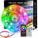 50FT Smart LED Strip Lights, Sync to Music with 40 Key Remote Controller，Lighting Strips with App Control LED Lights for Bedroom, Christmas Lights decration (Multi-Colored, 50FT)