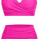 Yonique Women Underwire Bikini Set High Waisted Tummy Control Swimsuit 2 Piece Push Up Bathing Suit (X-Large, Hot Pink)
