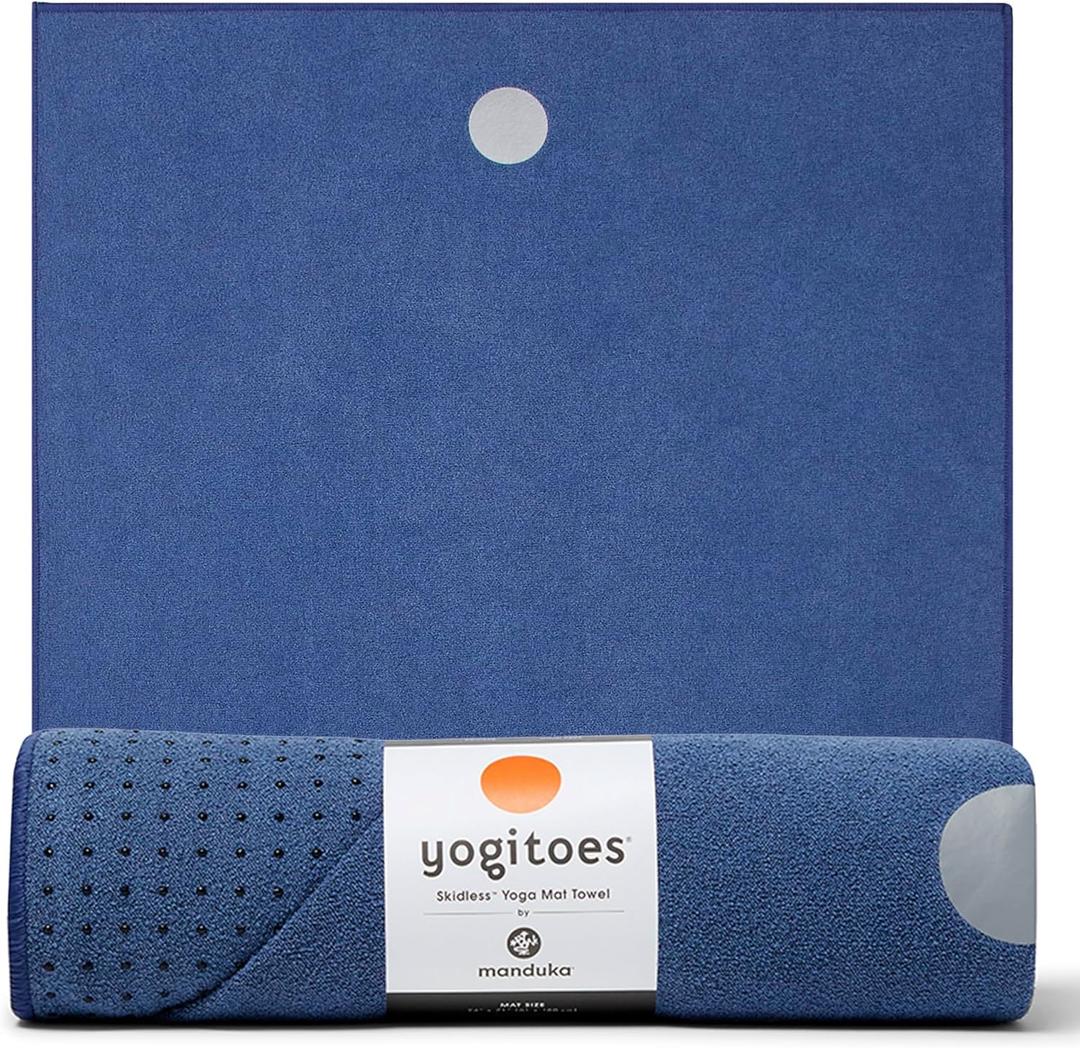 Manduka Yogitoes Hot Yoga Mat Towel - 71" | Moisture Activated Grip | Patented Silicone Nubs | Highly Absorbent, Durable & Easy Care | Made from Recycled Materials | 71 x 24 Inches (Moon)