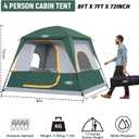 UNP 4-Person Tent, Portable Cabin Tent, Camping Tent 4-Person Easy Set Up, Waterproof with Top Rainfly for Outdoor Camping/ Hiking (Dark Green)
