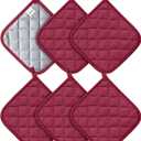 Joyhalo 6 Pack Pot Holders for Kitchen,Cotton Oven Holder with Great Heat Resistance,Non Slip Hot Pads for Kitchen Clearance,Dark Red