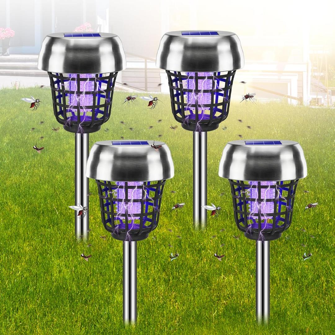 2026 New Solar Bug Zapper Outdoor, Mosquito Killer, Waterproof Fly Traps Gnat Zapper for Small Flying Insect Bug Fly Gnat, Waterproof Mosquito Repellent for Patio Yard Garden Farm(4)