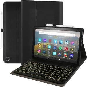 Keyboard Case for Amazon Fire Max 11 11.0-inch 2023(13th Generation), 7 Color Backlit Detachable Rechargeable Keyboard with Pen Holder and USB-C Cable for Tablet Cover (Black)