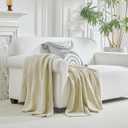 Longhui bedding 100% Cotton Chunky Cable Knit Throw Blanket for Sofa Couch Bed Baby Nursery, Bold Thread, Home Decorative Blanket, Bonus Laundering Bag, 60 x 80 Inches, Cream