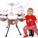 Toy Drum Kit for Kids 3-5 Toddler Rock Drum Set with 5 Drums Musical Instrument Toys for 3 4 5 Year Old Boys Girls Gifts 4-6