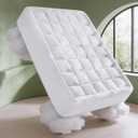 Mattress Pad King Size Quilted Fitted Mattress Protector Cotton Pillow Top Cover w/ 8-16" Deep Pockets Thick, Comfy & Plush Cooling, Breathable & Noiseless Machine Washable 78 x 80 (White)