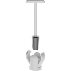 Upgraded Toilet Plunger with Holder, Wall Mounted Toilet Bowl Plunger with Hideaway Caddy, Dual Handle Plunger for Bathroom Built-in Drip Tray, RV Bathroom Accessories, White