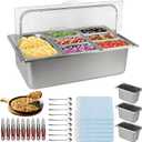 Pizza Topping Station 9 Pans Stainless Steel Salad Bar for Home
Salsa Bar Buffet Station with Spoons Ice Boxes Buffet Containers Set for Home Sauce Jam Ingredient Kitchen Restaurant