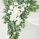 Muhanjia Artificial Arch Flowers Kit(Pack of 4),2Pcs Artificial Flower Arch Decor, 2Pcs Drapes, Ceremony and Reception Background Rose Decoration, White Champagne Floral Party and Outdoor Decor