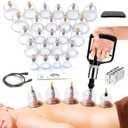 AIKOTOO Cupping Set Massage Therapy Cups Cupping Kit for Body Cellulite 24 Suction Cups (Black Hand Pump)