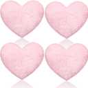 Remerry 4 Pcs Heart Pillows Valentines Pillows Decorative Throw Pillow Fluffy Throw Cushion for Bedroom Bed Sofa Kid Girls Sleepover Part(Pink)