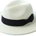 Joywant Men's Kyle Sun Straw Fedora Hat, UPF 50+ Packable Beach Panama Hat for Men