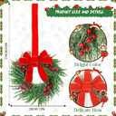 YoleShy 6 Pcs Small Christmas Wreath 12'' Mini Wreaths for Kitchen Cabinet Wreaths with Berry & Red Velvet Bow Ribbon Window Wreath Christmas Xmas Farmhouse Decoration for Front Door Chair Wall