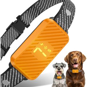 Dog Bark Collar for Large Medium Small Dogs, Effective No-Bark Collar, Smart Barking Collar, Rechargeable Bark Collar with 7-Level Sensitivity, 3 Beep & Vibration Modes, Waterproof, Orange