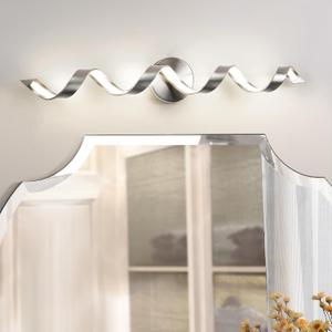 LED Modern Bathroom Vanity Light Fixtures, 31 inch Brushed Nickel Wall Lamp Bedroom 4000K, Spiral Design Wall Sconce for Mirror, Living Room, Bedroom, Hallway 20W