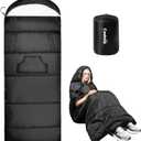 Adjustable Height Sleeping Bag for Adults - Wearable 3-Season Lightweight Waterproof with Arm Ports & Windproof Hood Design for Camping Hiking Backpacking(31.5x87)