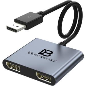 DisplayPort Splitter for Dual Monitors, DisplayPort to Dual DisplayPort Splitter Adapter 4K@120Hz, Monitor Splitter SST/MST Extended Display, DP MST Hub for PC, Laptop,Graphics Card and More