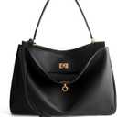 hedexe Genuine Leather Tote Bag for Women: Soft Cowhide Shoulder Handbags for Ladies - Satchel Purse for Travel Work(Large) (Leather 01 Black)