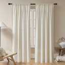 Joydeco Beige Boho Curtains 90 Inches Long 2 Panels, Super Soft Bohemian Farmhouse Curtains, Semi Sheer Light Filtering Drapes for Bedroom Living Room (Rod Pocket with No Tassels, 52Wx90L)