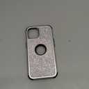 Glitter Kickstand Case for iPhone 14, Luxury Bling Sparkly Diamond Rhinestone with Camera Lens Protector Liquid Flowing Ring Stand TPU Bumper Slim Women Girls Case for iPhone 14 6.1" (Silver)