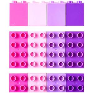 Strictly Briks Compatible with Lego Duplo Building Blocks for Toddlers & Kids - 84-Piece Set in Pink, Magenta, Lavender & Purple - Big Blocks for Ages 3+ - Encourages Creative Play