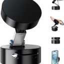 Vacuum Suction Magnetic Phone Holder, Adjustable Vacuum Magnetic Car Phone Holder Foldable Vacuum Magnetic Cell Phone Holder Stand Suction Phone mount for iPhone 16/15/14/13/12/Gym/Shower/Car/Mirror (Black)