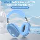 for AirPods Max 2/1 Case Cover, Ear Pad Case Cover/Ear Cups Cover/Headband Cover for Apple AirPods Max 2 & 1 Headphones (2026/2024/2020), Clear TPU Transparent and Silicone Accessories case, Sky Blue