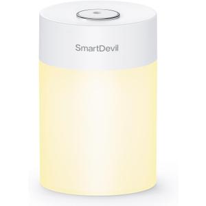 SmartDevil Small Humidifier, Portable USB Personal Desk Humidifier for Bedroom, Plants, Office, Travel, Nightstand with Night Light, Auto Shut-Off, Super Quiet (White)