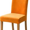 Lalluxy Velvet Chair Slipcovers for Dining Room Stretchy Super Soft Parson Chair Seat Covers Chair Protectors for Party Pet Protection (Set of 4, Orange)