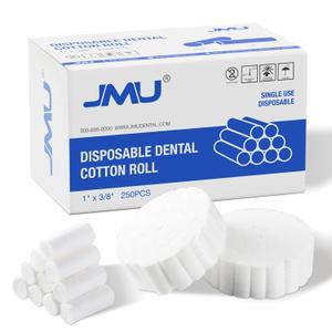 JMU 250 Pcs Dental Cotton Rolls, 1'' Non-Sterile Nosebleed Plugs, Nosebleed Stopper for Kids or Adults (1" x 3/8")